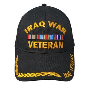 Iraq War Veteran Strapback Baseball Cap Black OS Adjustable Embroidered KYS